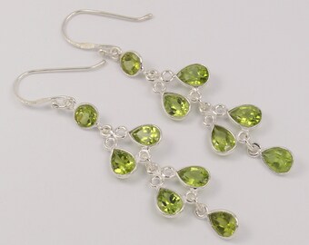 Peridot Earrings, August Birthstone Earrings, Girls earrings, Gifts For Mom, Green Earrings For Women, Faceted Earrings