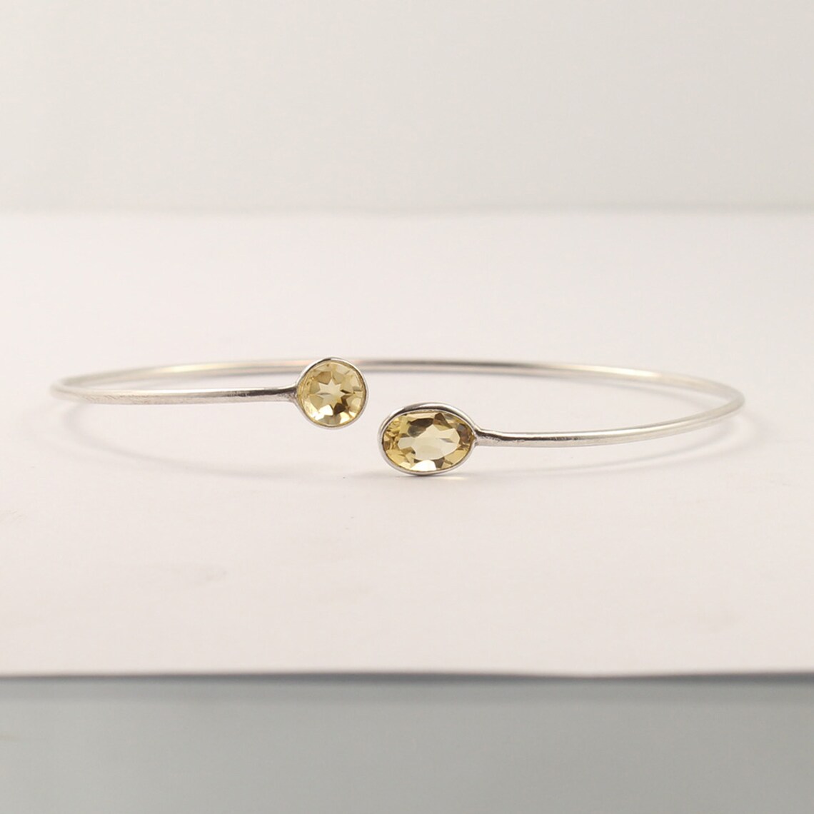 Natural Citrine Bracelet Silver Citrine Bangle Citrine Cuff Etsy