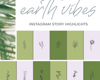 Earth Vibes Bundle of 12 Instagram Highlights / Plants, earthy and neutral colors, hand drawn icons, abstract, simple