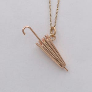 Vintage 14K Yellow Gold Umbrella Charm Pendant
