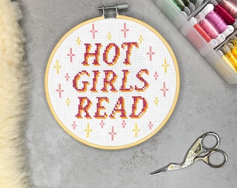 Hot Girls Read - Digital Cross Stitch Pattern