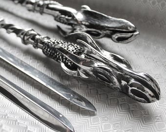 Brocheta de dragón forjada a mano para barbacoa: accesorios de acero inoxidable para asar, herramienta de lujo para shish kebab, regalo para coleccionistas y artesanos, kebab, shashlik y barbacoa.