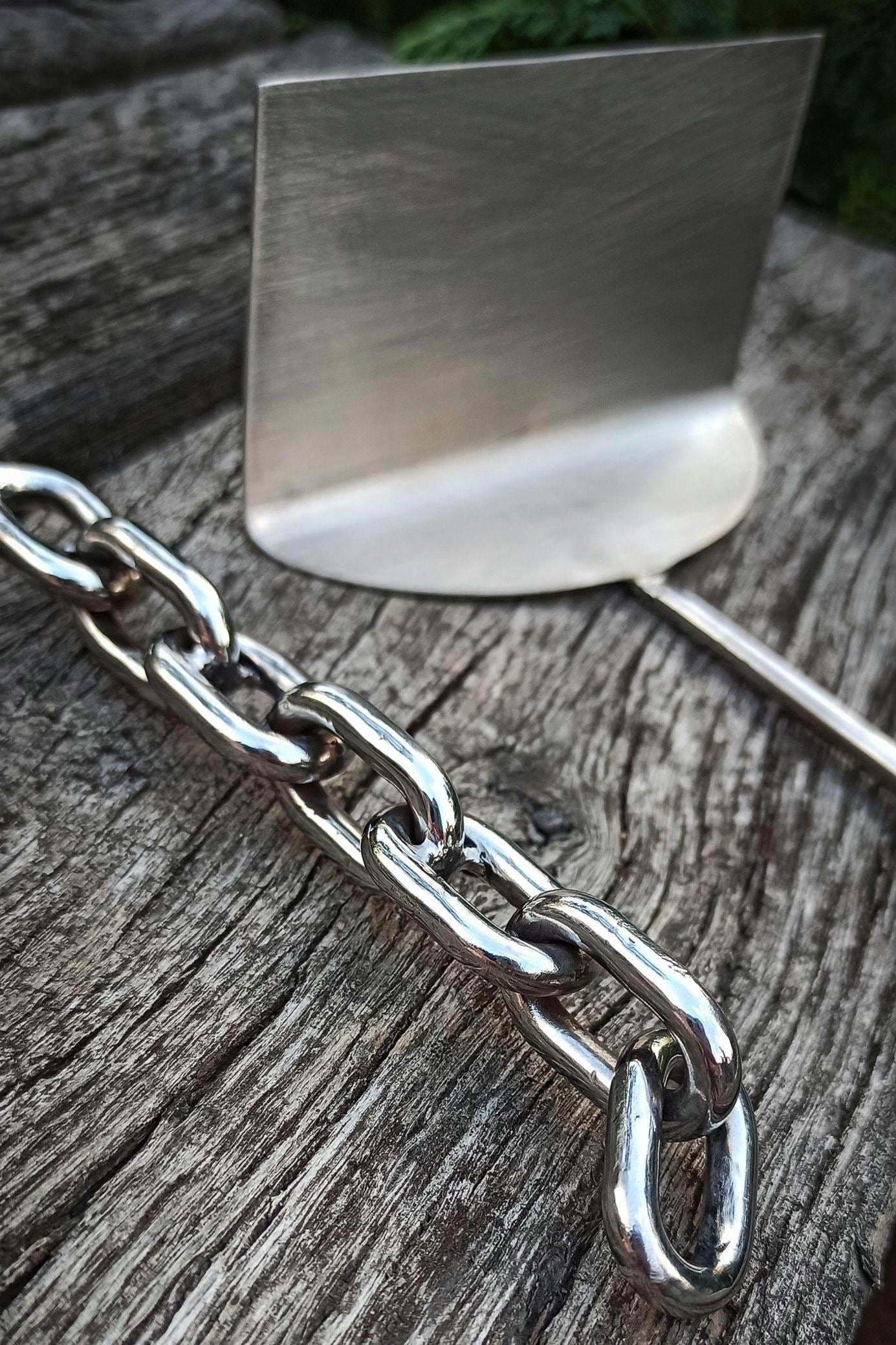 Stainless Steel Charcoal Grill Rake, BBQ Fire Rake Anchor Chain Design ...