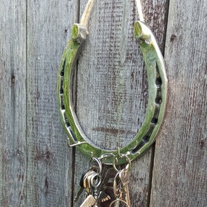 Forged Horseshoe - Wall Key Holder, Board, Key Hook, Key Rack, Display For Keys - Hand forged stainless steel souvenir - Amulet workshop