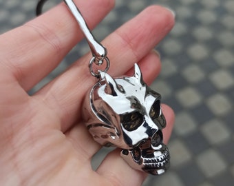 Skull And Bones - Forged Keychain For Backpack, Bag Keyring, Keys - Gothic Style Gift, Stainless Steel 18/8 (AISI 304) - amltinua