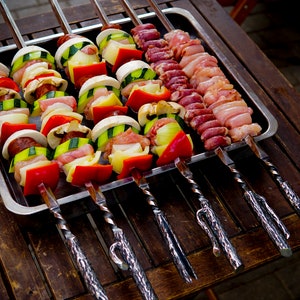 Gift set of forged skewers &quot;Forest Spirit&quot; - for BBQ, kebab, shashlik, shish kebab, barbecue, vegetables, iron gifts, grilling accessories