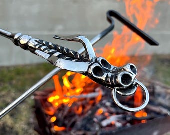 High-quality Sainless Castle Hearth Fire Poker Dragon - Fireplace, Grill, Rustic Stove Tool, Stoking Iron, Log Stoker, Primitive Old-world