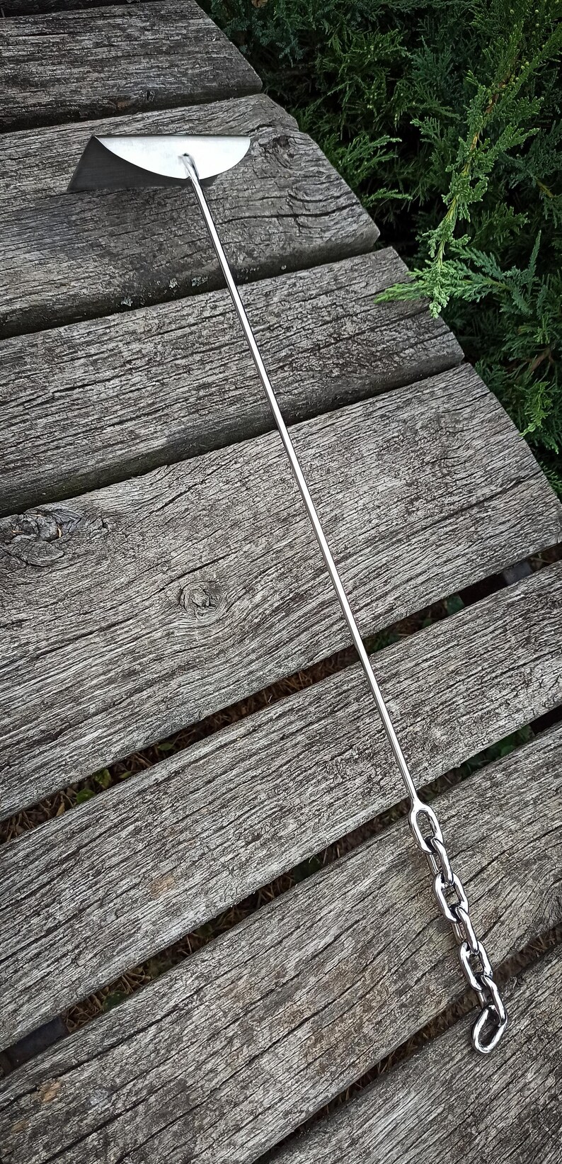 Stainless Steel Charcoal Grill Rake, BBQ Fire Rake Anchor Chain Design ...