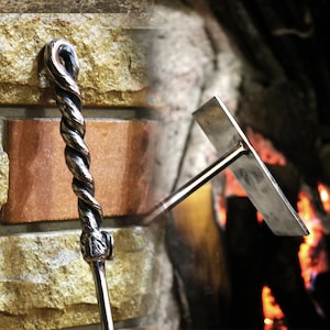 Hand Forged Fire Poker &quot;Vine&quot; for grill, fireplace, BBQ, Fire Pit - stainless steel - workshop Amulet