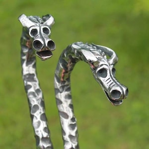 Set: Fire Poker and scoop with Dragon handle - hand-forged of stainless steel, right- left-handed, custom steel gift, Anniversary, Christmas