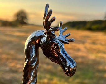 Handgesmede Fire Poker Moose - voor grill, BBQ, vuurplaats, haardgereedschap, haaks vuurijzer, roestvrij gepeupel, kerstcadeau voor de mens