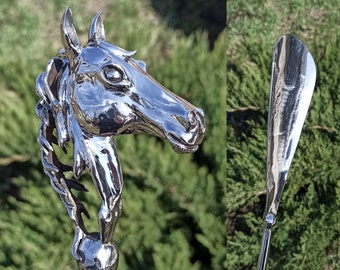 Mustang - Forged Shoe Horn Horse head Fully handmade Shovel for Shoe - stainless steel 18/8 (AISI 304) - Workshop Amulet