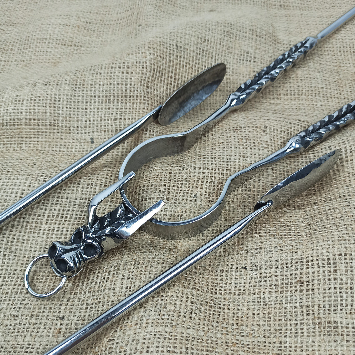 Dragon Head Forged Fire Tongs Clip, Fire Place Accessory Medieval Style, Charcoal Handling, Stainless Charcoal Fire Tongs, French Fire Tongs
