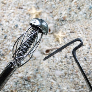 Fire Poker "Jellyfish" - Hand-Forged Stainless Steel, Handmade Open Fire Wood Burning Stove Fire Rake L Shaped Poker BBQ Tool New