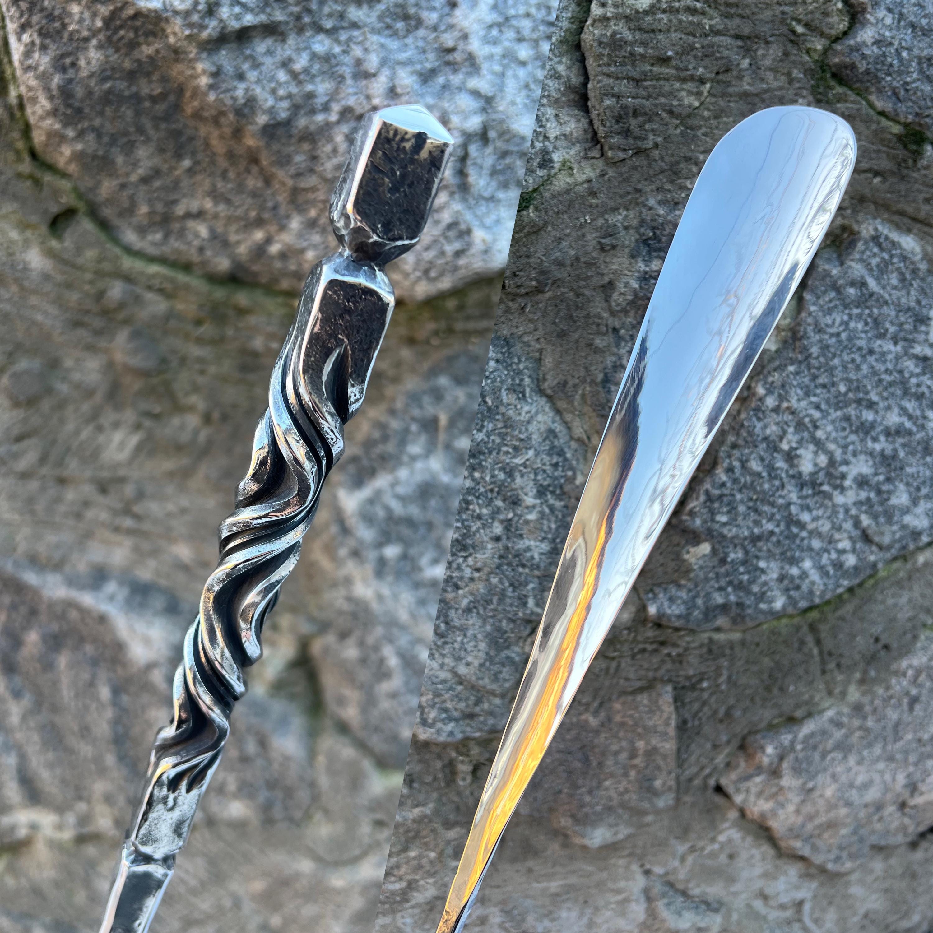 Viking Style Shoe Horn, Blacksmith Hand Forged Stainless Shorehorn