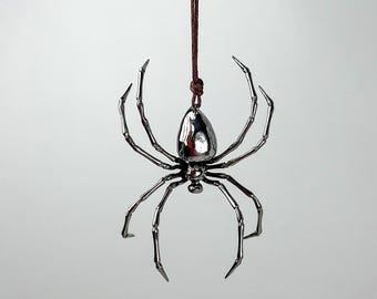 Gesmede "spin" - autospiegelbedel - muurdecoratie - met de hand gesmeed roestvrijstalen souvenir - gothic auto-accessoires