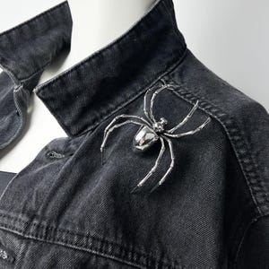 Exclusive Large Forged Brooch Spider 3,5”- Stainless Halloween Pin, Handcrafted Creepy Brooch, Gothic Jewelry gifts, Unique Insect Brooch