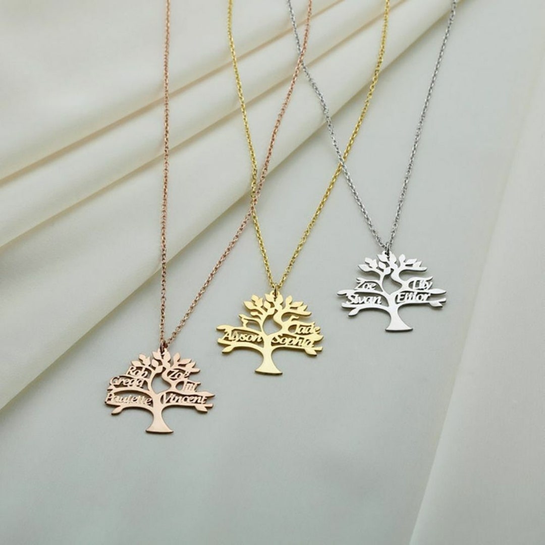 Personalized Family Tree Necklace Multiple Names 1 to 6 925 Sterling