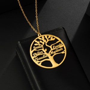 Personalized family tree necklace - Family Name Necklace - Multiple Names 1 to 8 - Handmade jewelry