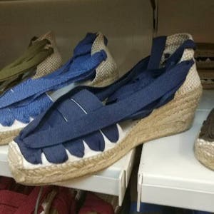 Eco Espadrilles wedges / heels Made colored espadrilles in cadaqués Azul Marino