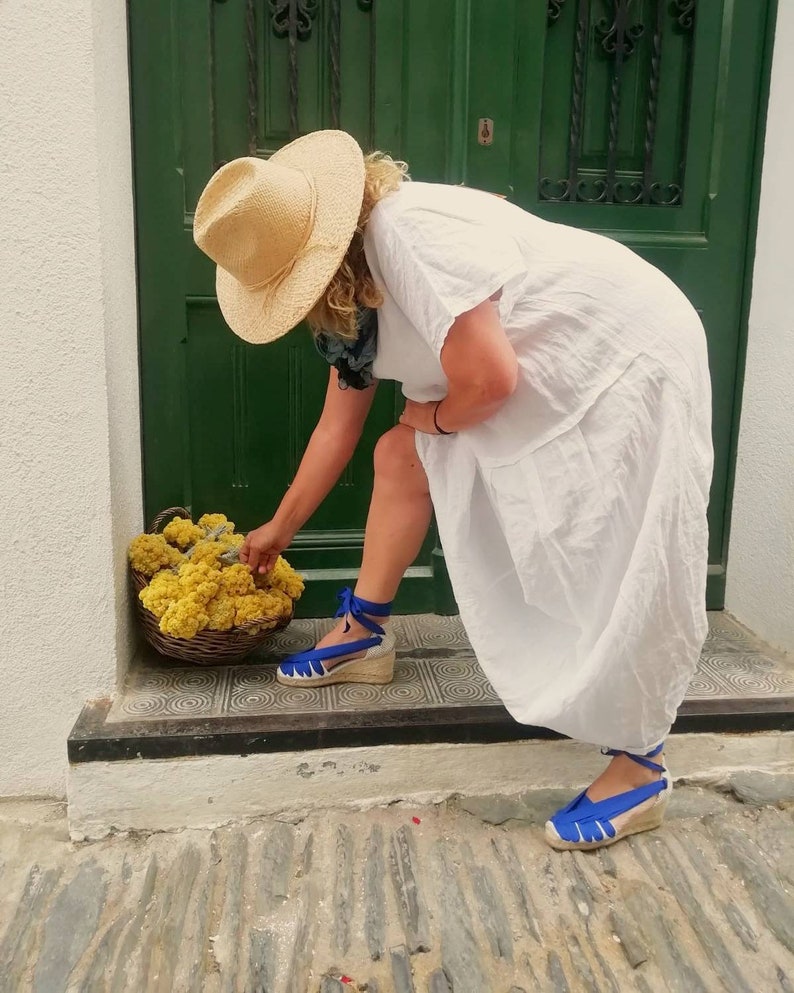 Eco Espadrilles wedges / heels Made colored espadrilles in cadaqués Electric Blue / Azul