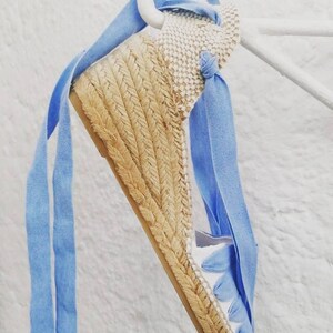 Eco Espadrilles wedges / heels Made colored espadrilles in cadaqués Sky Blue/Azul cielo