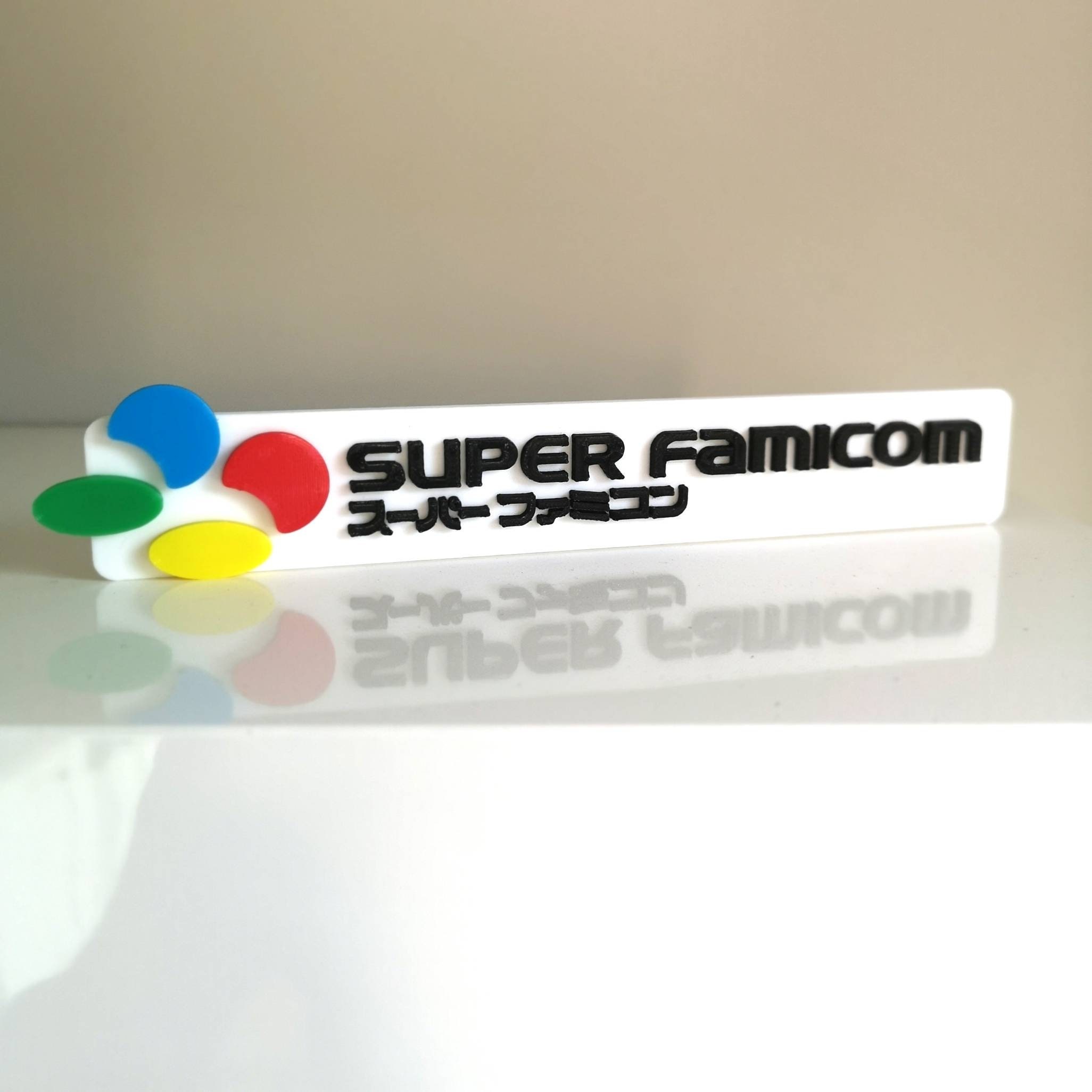 Super Famicom logo fridge magnet/shelf display - Retro 80s Video Games Logo