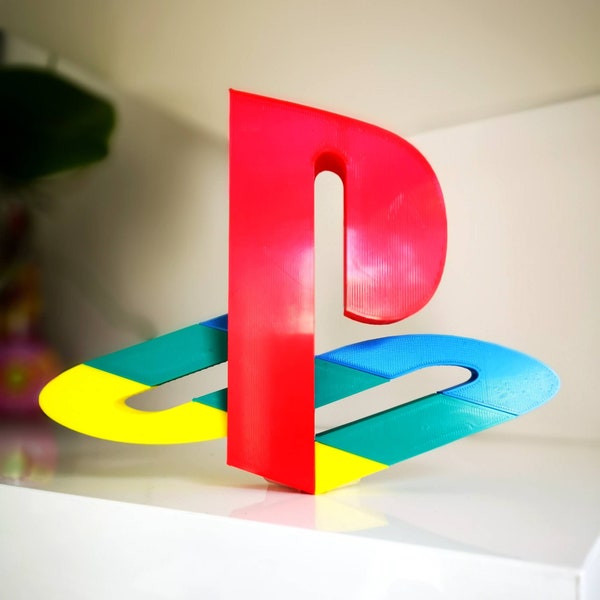 Sony Playstation logo 7" shelf display - Retro Video Games PS1 Logo