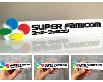 Super Famicom logo fridge magnet/shelf display - Retro 80s Video Games Logo