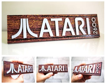 Atari 2600 woodgrain effect fridge magnet / shelf display - Classic Video Gaming Logo
