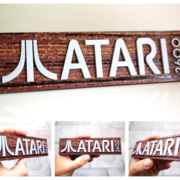 Atari 2600 woodgrain effect fridge magnet / shelf display - Classic Video Gaming Logo