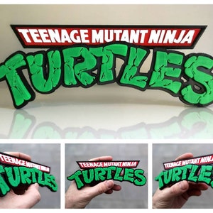 Teenage Mutant Ninja Turtles 3D shelf sign / fridge magnet - Retro 80s cartoon comic book logo