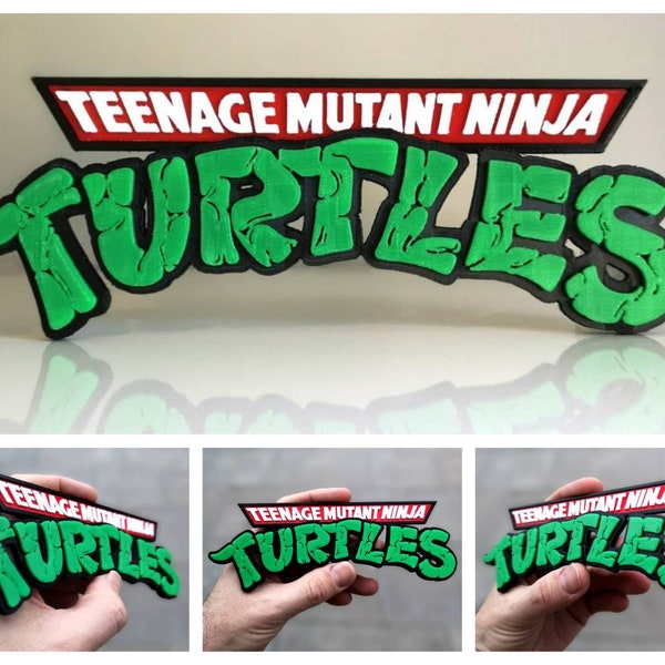 Plaque 3D Teenage Mutant Ninja Turtles / Aimant pour réfrigérateur - Logo de bande dessinée rétro des années 80