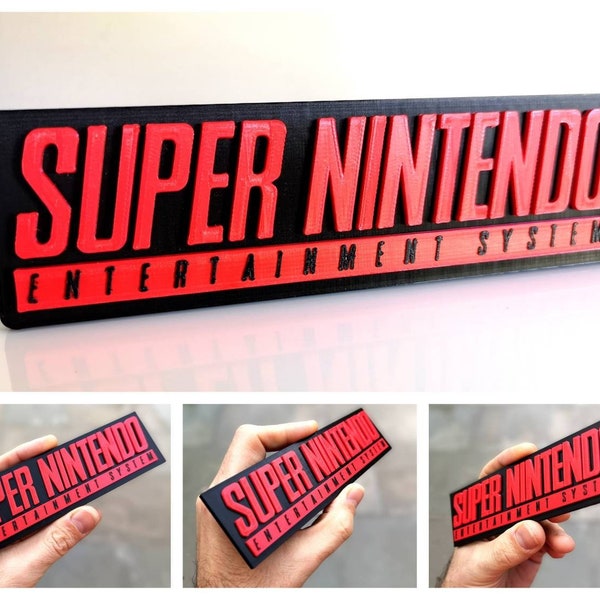 Super Nintendo logo fridge magnet/shelf display - Retro 80s Video Games SNES Logo