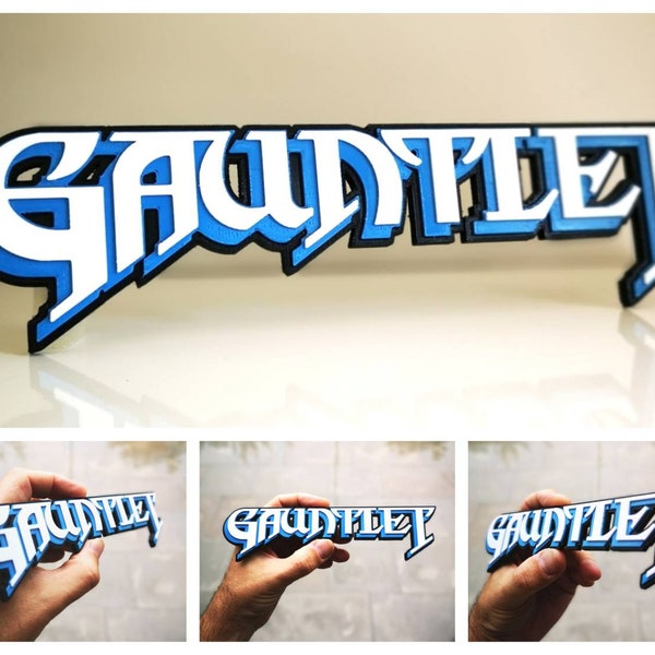 Pantalla de estante magnético Gauntlet - Logotipo de videojuegos clásico