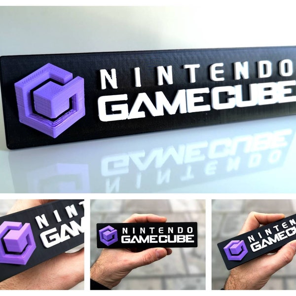 Nintendo Gamecube 3D estante de exhibición/imán de nevera - Retro Videojuegos Logo Nevera/Imán de coche