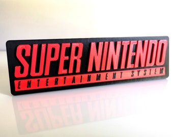 Super Nintendo logo fridge magnet/shelf display - Retro 80s Video Games SNES Logo