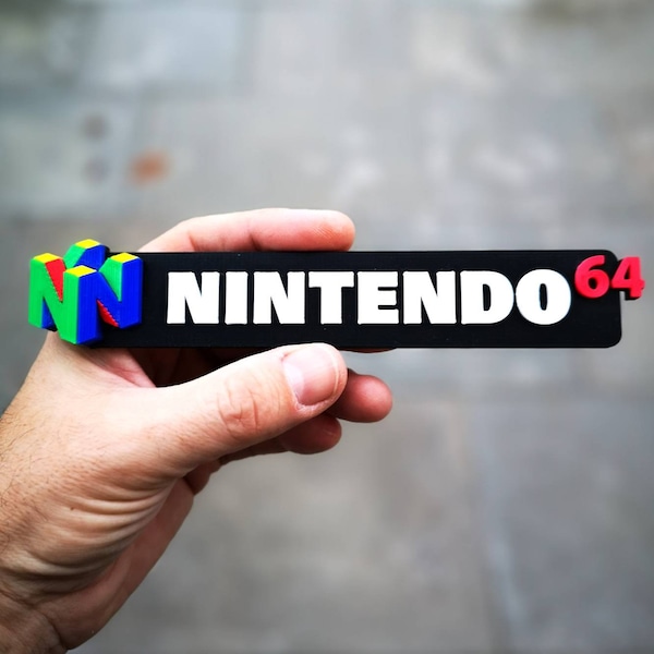 Magnete da frigorifero/espositore per scaffale 3D Nintendo 64 - Magnete per frigorifero/auto con logo dei videogiochi retrò