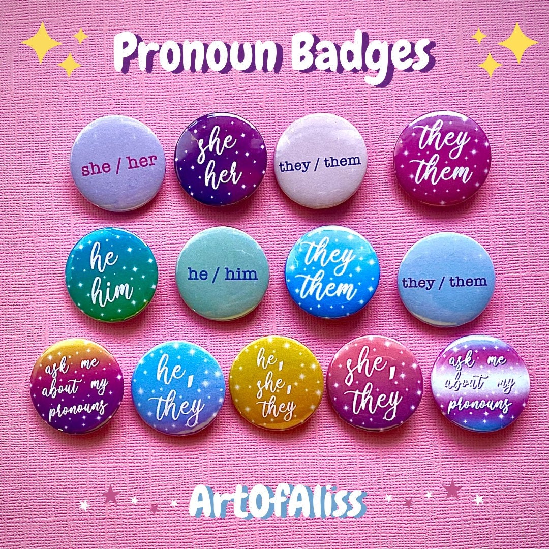 Pronoun Pin Badges Etsy Australia
