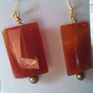 Carnelian Fire Agate French Wire 10k Earrings Never Worn New Old Stock HUGE!