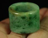 Sz 11 Imperial Green Lite Dark Certified Type A Jadeite Thick Jadeite Ring Unisex 847
