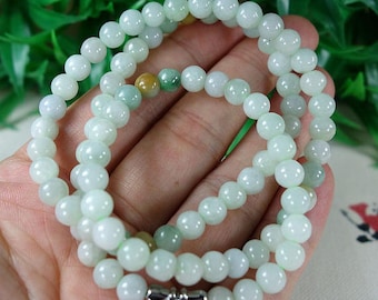 Natural 6mm, 8mm or 10mm Certified Type A Jadeite Jade Bead Necklace 21&quot;