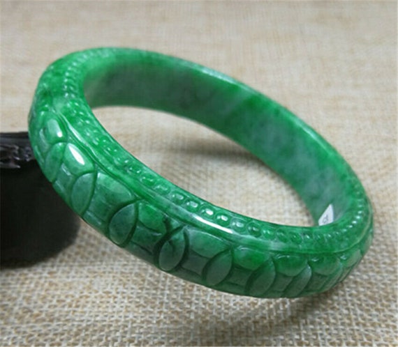 59mm Hand-carved Green Moire Unique Jadeite JADE … - image 4