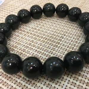 Black Deep Certified Nephrite Jade Bangle Bracelet 3 Sizes