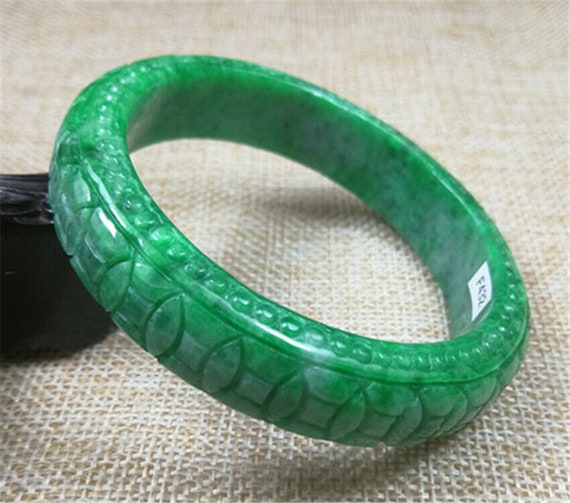 59mm Hand-carved Green Moire Unique Jadeite JADE … - image 1