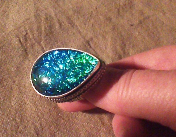 Australian Opal Triplet Unisex Ring Silver Size 8… - image 1