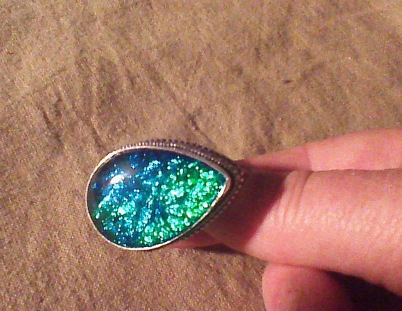 Australian Opal Triplet Unisex Ring Silver Size 8… - image 2