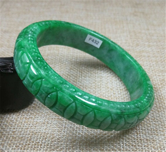 59mm Hand-carved Green Moire Unique Jadeite JADE … - image 6