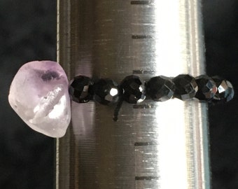 Dainty Amethyst and Black Spinel Ring Made to Order in Your Size