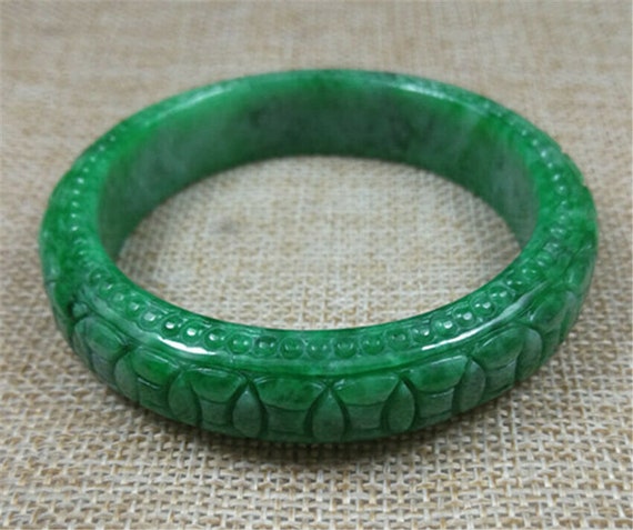 59mm Hand-carved Green Moire Unique Jadeite JADE … - image 2